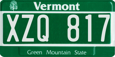 VT license plate XZQ817