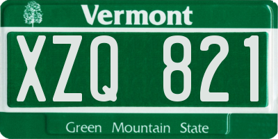 VT license plate XZQ821