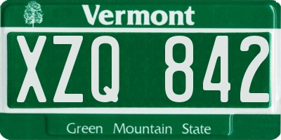 VT license plate XZQ842