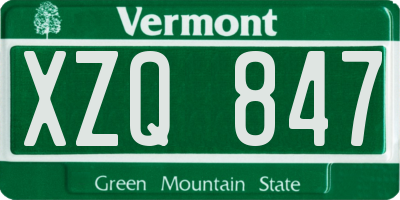 VT license plate XZQ847