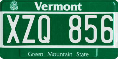 VT license plate XZQ856