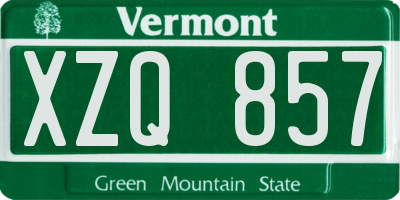 VT license plate XZQ857