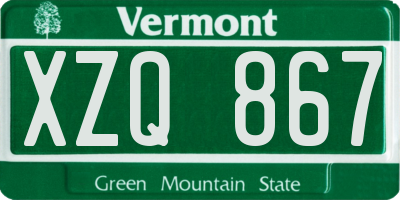 VT license plate XZQ867