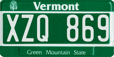 VT license plate XZQ869
