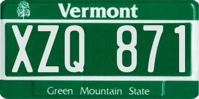 VT license plate XZQ871