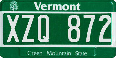 VT license plate XZQ872