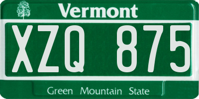 VT license plate XZQ875