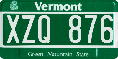 VT license plate XZQ876