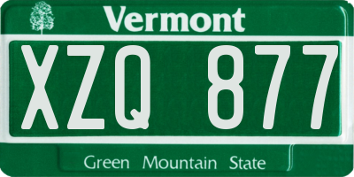 VT license plate XZQ877