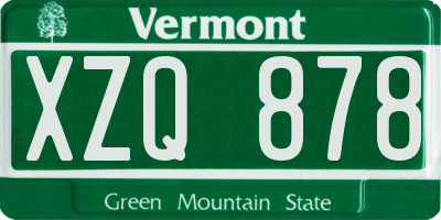 VT license plate XZQ878
