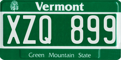 VT license plate XZQ899