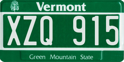 VT license plate XZQ915