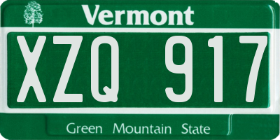 VT license plate XZQ917