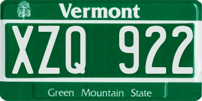 VT license plate XZQ922