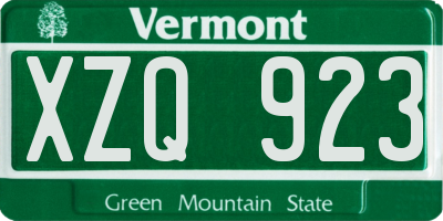VT license plate XZQ923