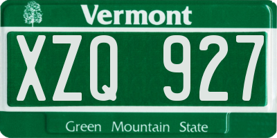 VT license plate XZQ927