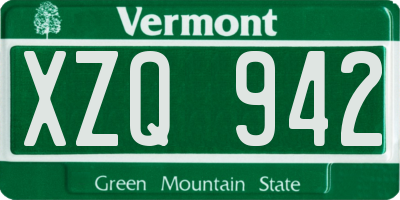 VT license plate XZQ942