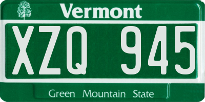 VT license plate XZQ945