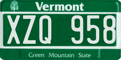 VT license plate XZQ958