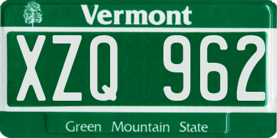 VT license plate XZQ962