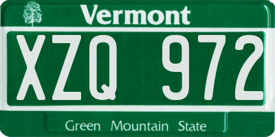 VT license plate XZQ972