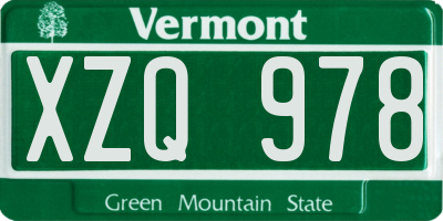 VT license plate XZQ978