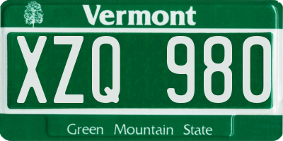 VT license plate XZQ980