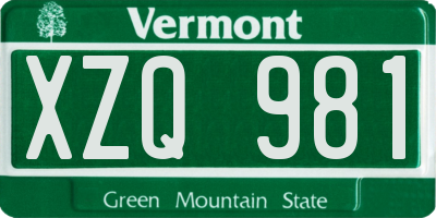 VT license plate XZQ981
