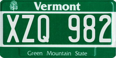 VT license plate XZQ982