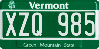 VT license plate XZQ985