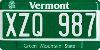VT license plate XZQ987