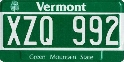 VT license plate XZQ992