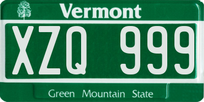 VT license plate XZQ999