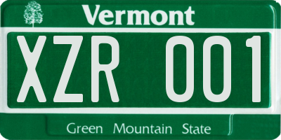 VT license plate XZR001