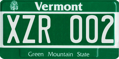 VT license plate XZR002