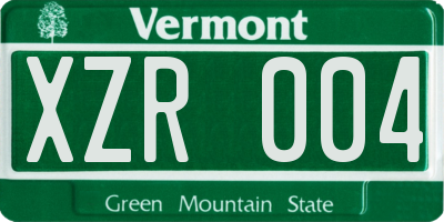VT license plate XZR004