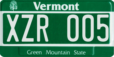 VT license plate XZR005