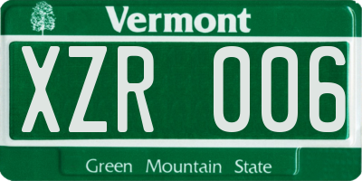 VT license plate XZR006