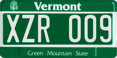 VT license plate XZR009