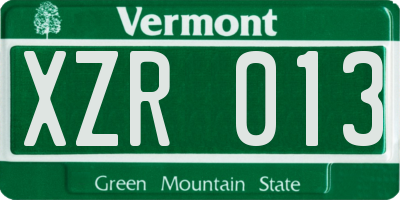 VT license plate XZR013