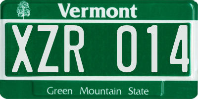 VT license plate XZR014