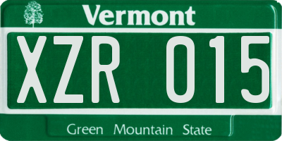 VT license plate XZR015