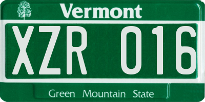 VT license plate XZR016