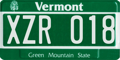VT license plate XZR018