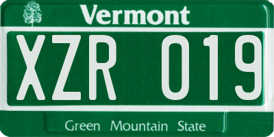 VT license plate XZR019