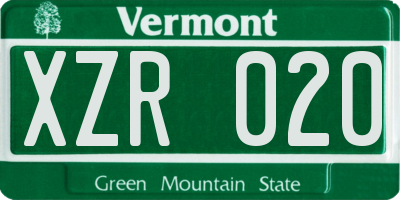 VT license plate XZR020