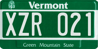VT license plate XZR021