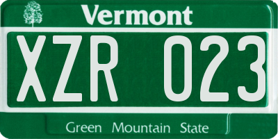 VT license plate XZR023
