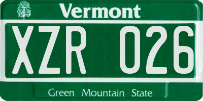 VT license plate XZR026