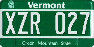VT license plate XZR027
